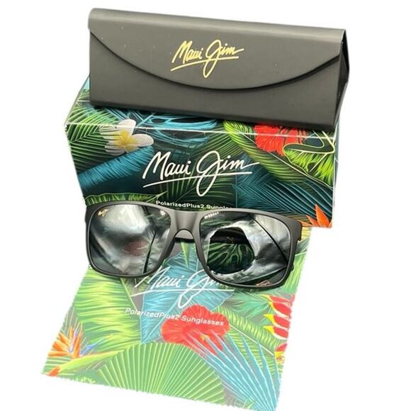 Maui Jim Red Sand polarized rectangular sunglasses Matte Black MJ0432S-001 - Picture 3 of 9